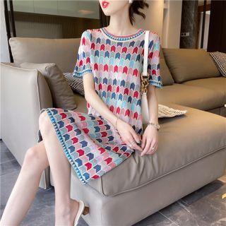 Short-sleeve Knit Dress As Shown In Figure - One Size