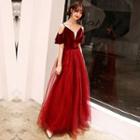 Cold-shoulder Ruffle A-line Evening Gown