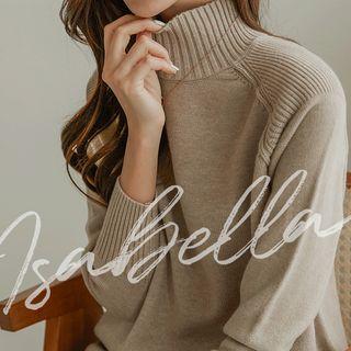 High-neck Dip-back Colored Sweater