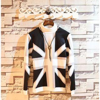 Union Jack Pattern Turtleneck Top