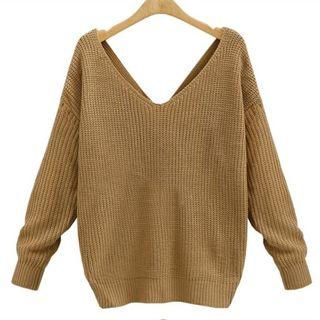 V-neck Twisted Back Sweater