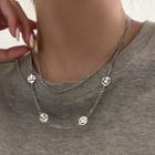 Smiley Pendant Alloy Necklace 1 Pc - Smiley Pendant Alloy Necklace - Silver - One Size