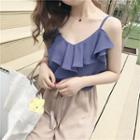 Spaghetti Strap Frill-trim Top
