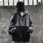 Fleece-lined Two-tone Zip Hoodie