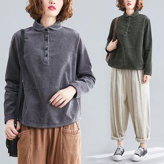 Plain Lapel Corduroy Shirt