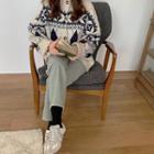 Round-neck Patterned Cable-knit Cardigan