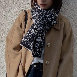 Print Knit Scarf Black & White - One Size