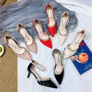 Pointy-toe Studded Stiletto Heel Sandals