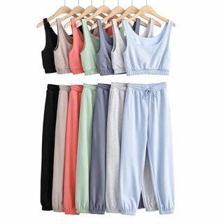 Sport Crop Tank Top / Sweatpants / Set