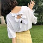 Bow Back Elbow-sleeve T-shirt