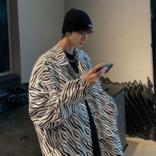 Long Sleeve Zebra Pattern Cargo Jacket
