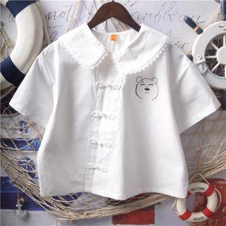 Short-sleeve Frog Button Shirt