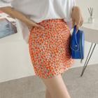 Zip-side Floral Miniskirt