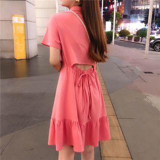 Short-sleeve Open-back Mini Polo Dress