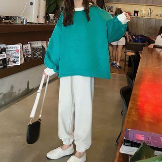Contrast Panel Sweatshirt / Harem Pants
