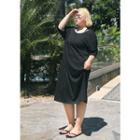 Plus Size - Cross-strap Slit T-shirt Dress