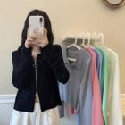 Long-sleeve Zip-front Cardigan