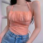Mesh Overlay Camisole Top Tangerine - One Size