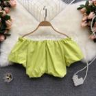 Plain Off-shoulder Puff-sleeve Top