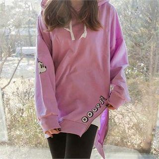 Hooded Mickey Mouse Print Zip-hem Sweatshirt