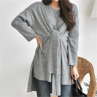 Knot-front Dip-back Long T-shirt