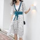 Floral Short-sleeve Midi Hanfu Dress