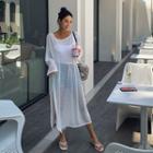 Slit-side See-through Long T-shirt Dress