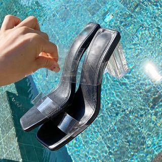 Block-heel Lucite Sandals