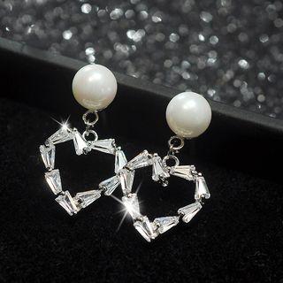 Faux Pearl Heart / Circle Earring