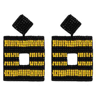 Striped Bead Square Dangle Earring