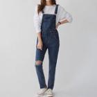 Ripped Slim-fit Overall Jeans