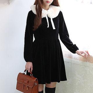 Tie-back Velvet Empire Dress