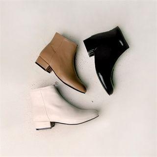 Block-heel Faux-leather Ankle Boots