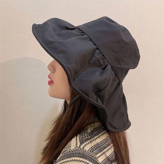 Plain Wide Brim Sun Hat Black - One Size