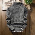 Turtleneck Ribbed Long-sleeve Knit Top