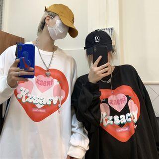 Long Sleeve Heart Letter Print Sweatshirt