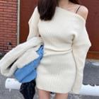 Off-shoulder Mini Sweater Dress Off-white - One Size