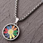 Flower Pendant Stainless Steel Necklace Silver - One Size