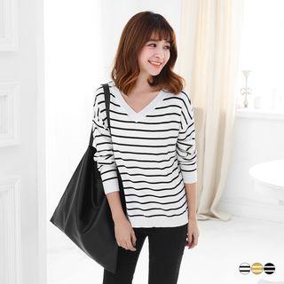 Pinstripe V-neck Sweater