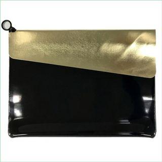 L Me-flap Transparent Clutch Gold & Black - One Size