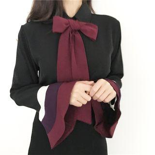 Ruffled Bow-accent Shirt