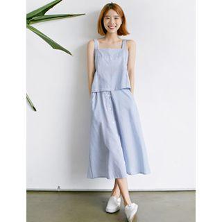 Set: Sleeveless Top + A-line Midi Skirt