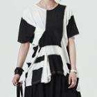 Short-sleeve Color Block Crinkled T-shirt White - One Size