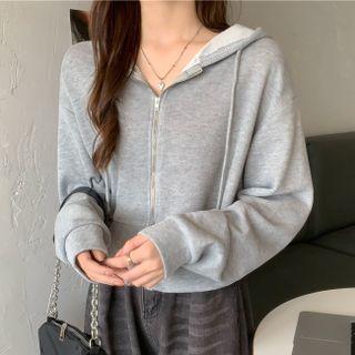 Long-sleeve Zip-up Cropped Hoodie