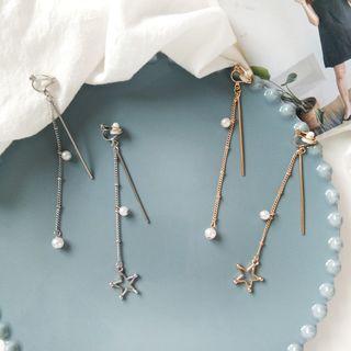 Non-matching Star Faux Pearl Fringed Earring