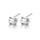 Sterling Silver Simple Fashion Geometric Cylindrical Cubic Zirconia Stud Earrings Silver - One Size