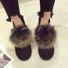 Rabbit Ear Pom Pom Ankle Boots