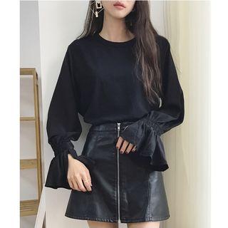 Flare Long-sleeve Plain Top