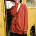 V-neck Cardigan Red - One Size