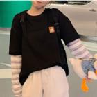Embroidered Mock Two Piece Long Sleeve T-shirt